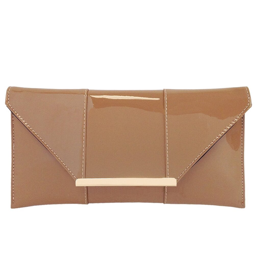 3763 Faux Patent Leather Envelope Clutch Purse , Candy Evening Bag